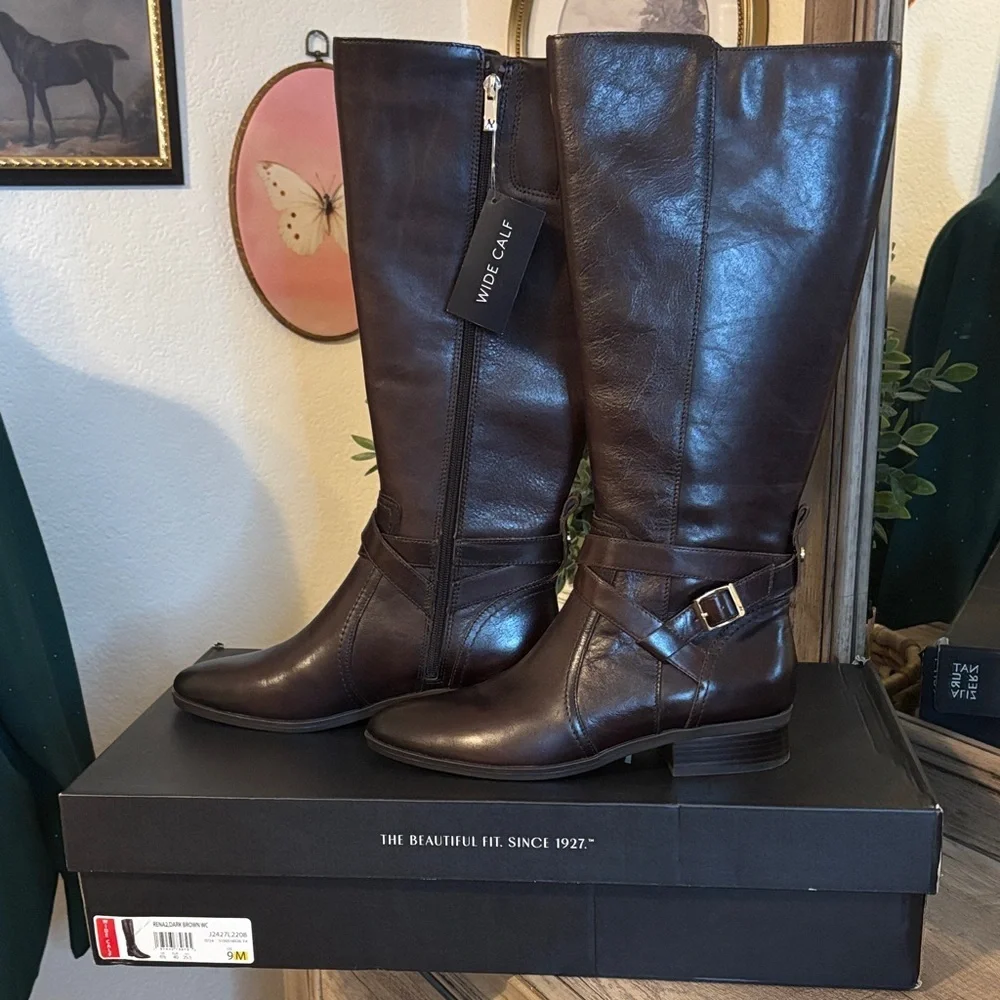 Naturalizer Rena 2 Dark Brown Leather Knee-High Boots Size 9 New In Box - Picture 5 of 10